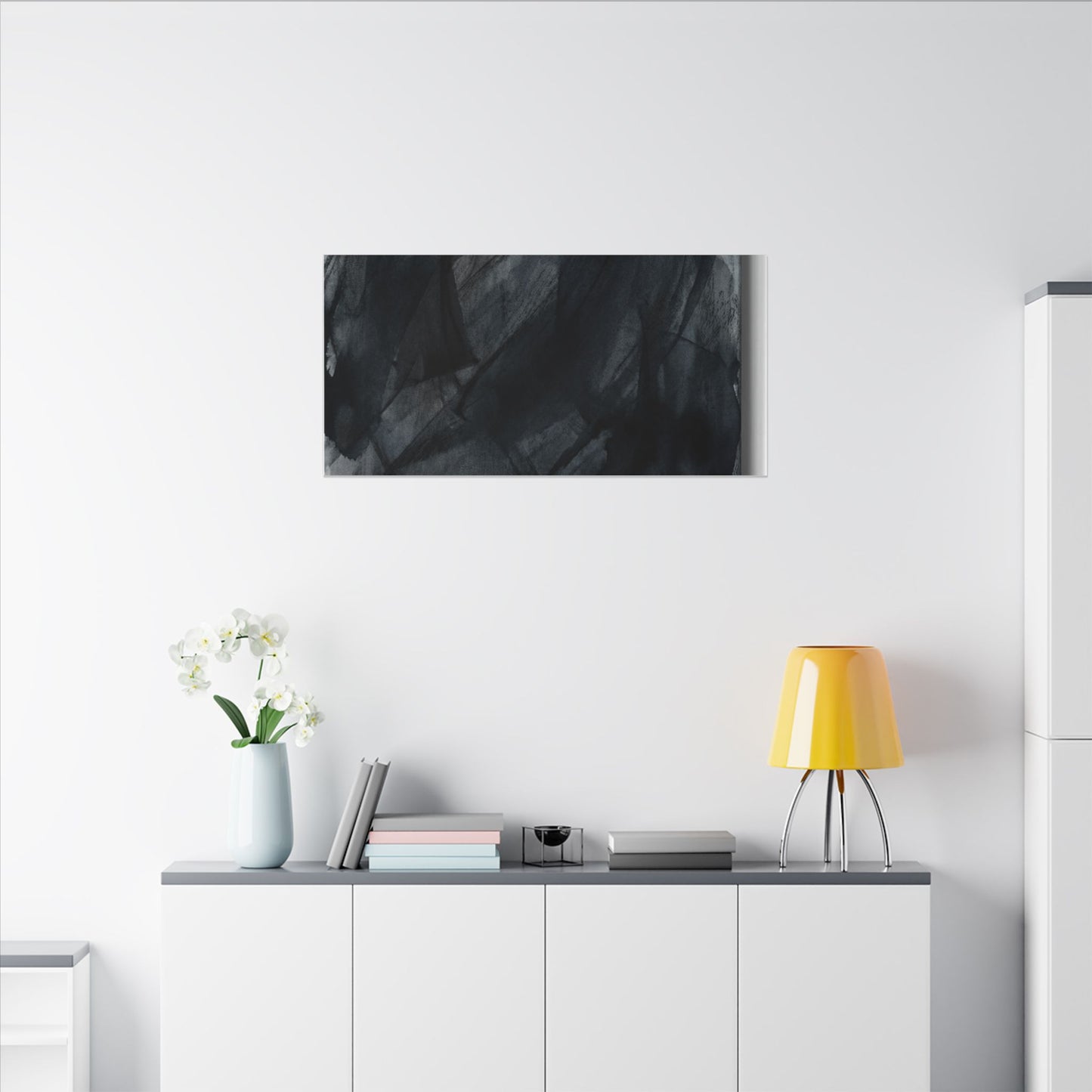 Deep Tones Dark Japandi Charcoal Canvas Art