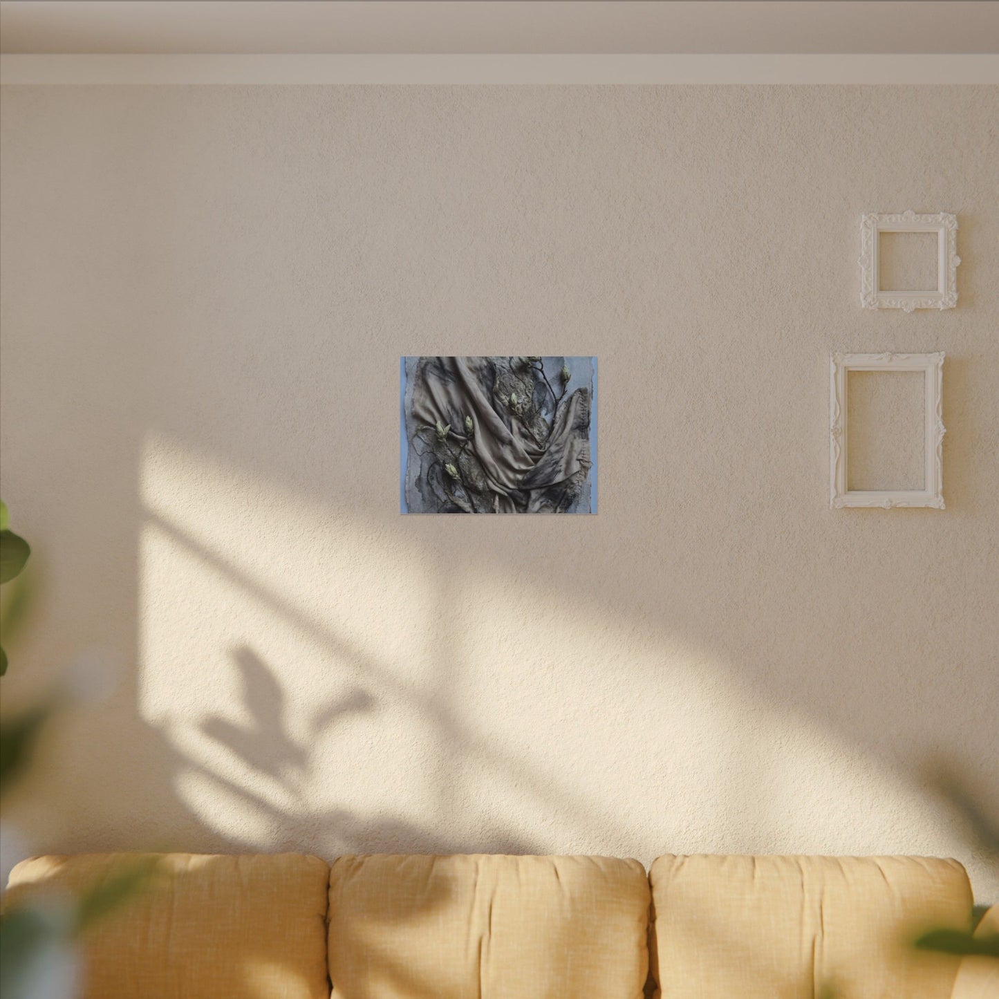 Japandi Silk Drape in Moonlight | Texture Canvas Art