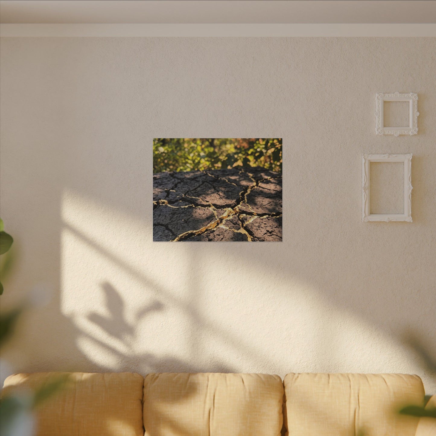 Shibui Cracked Earth Canvas Art - Kintsugi Gold Repair