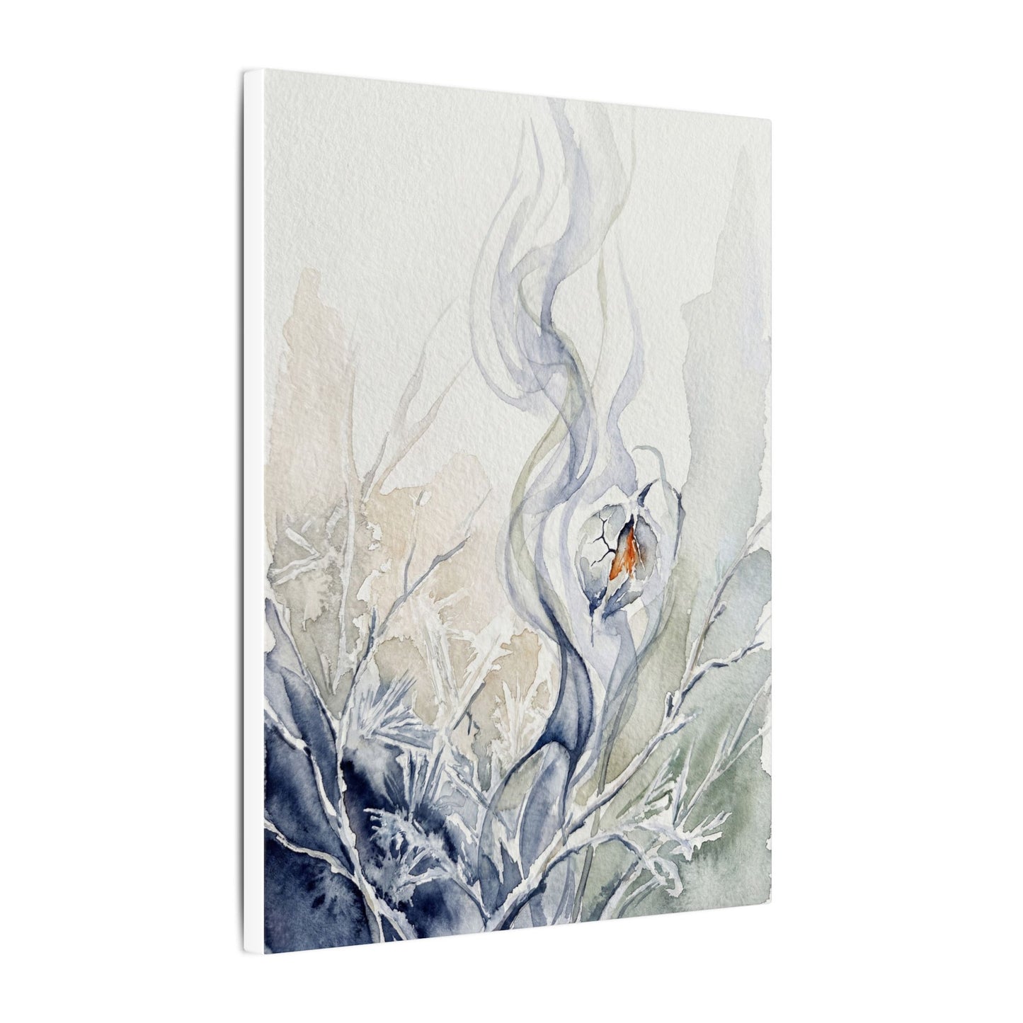 Earthy Incense Smoke Canvas Art - Watercolor Japandi