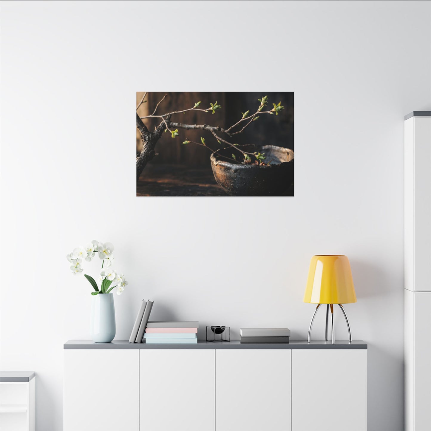 Spring Ceramic Bowl Moody Minimal Canvas Art | Atmospheric Decor