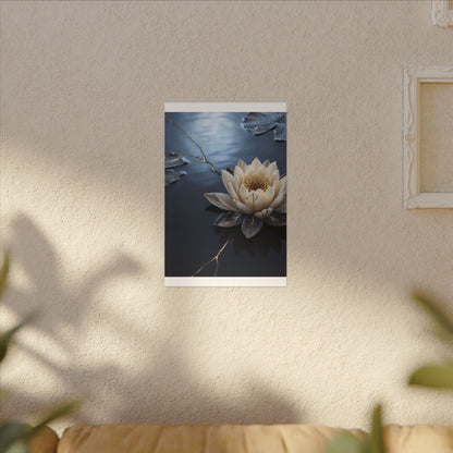 Beautiful Lotus Flower Canvas Art - Gold Vein Kintsugi