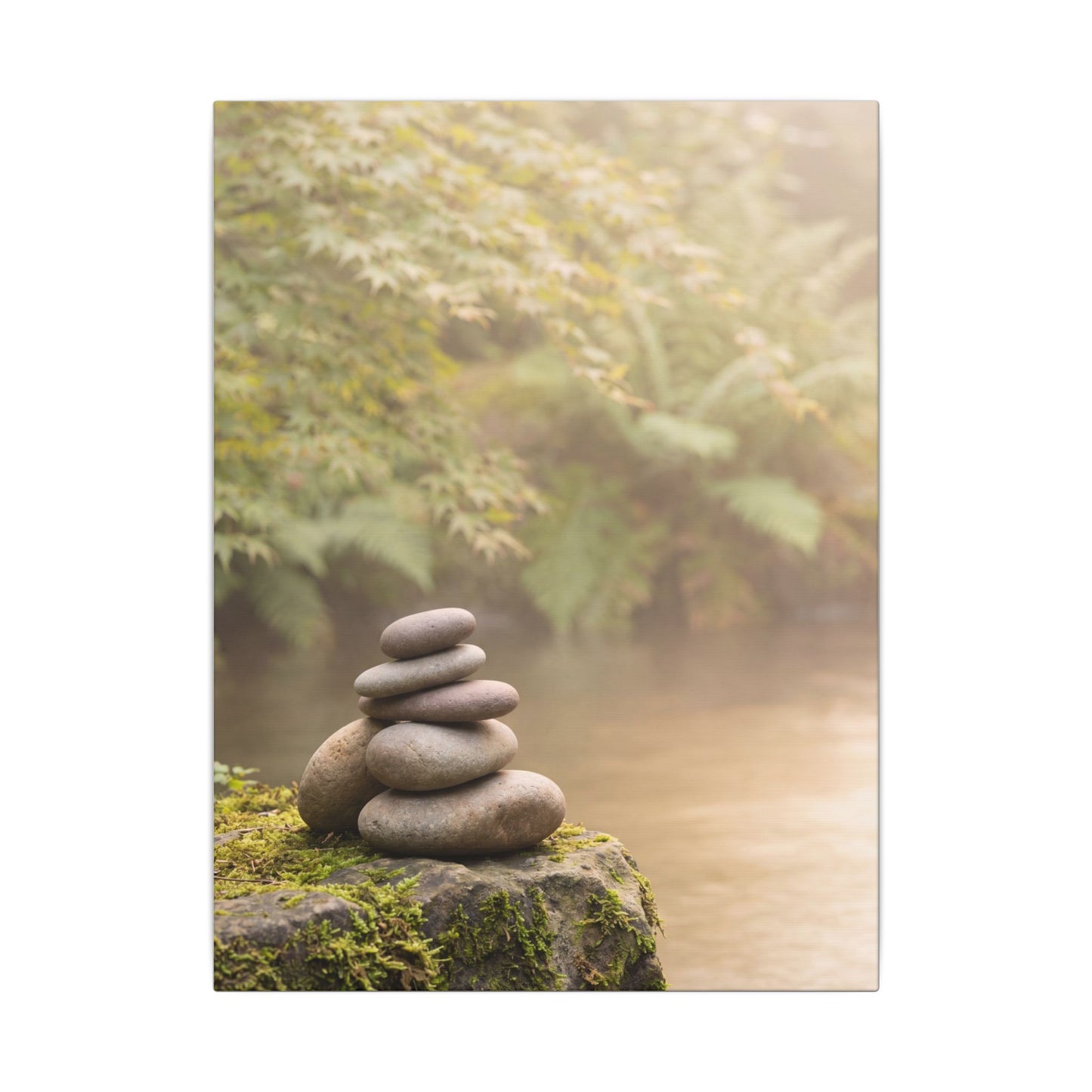 Cozy River Stones Canvas Art - Japanese Pattern Japandi