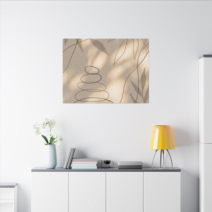 River Stones Minimal Line Canvas Art | Earthy Japandi Art
