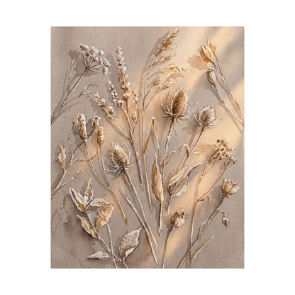 Dried Flowers Winter Wall Art Print | Japandi Earthy Design