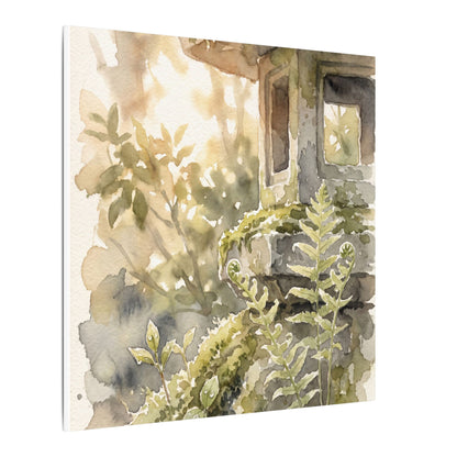 Earthy Stone Lantern Canvas Art - Watercolor Japandi