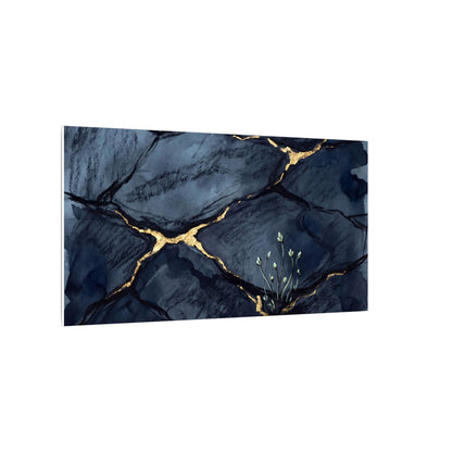 Mono No Aware Cracked Earth Canvas Art - Dark Japandi Charcoal Ink