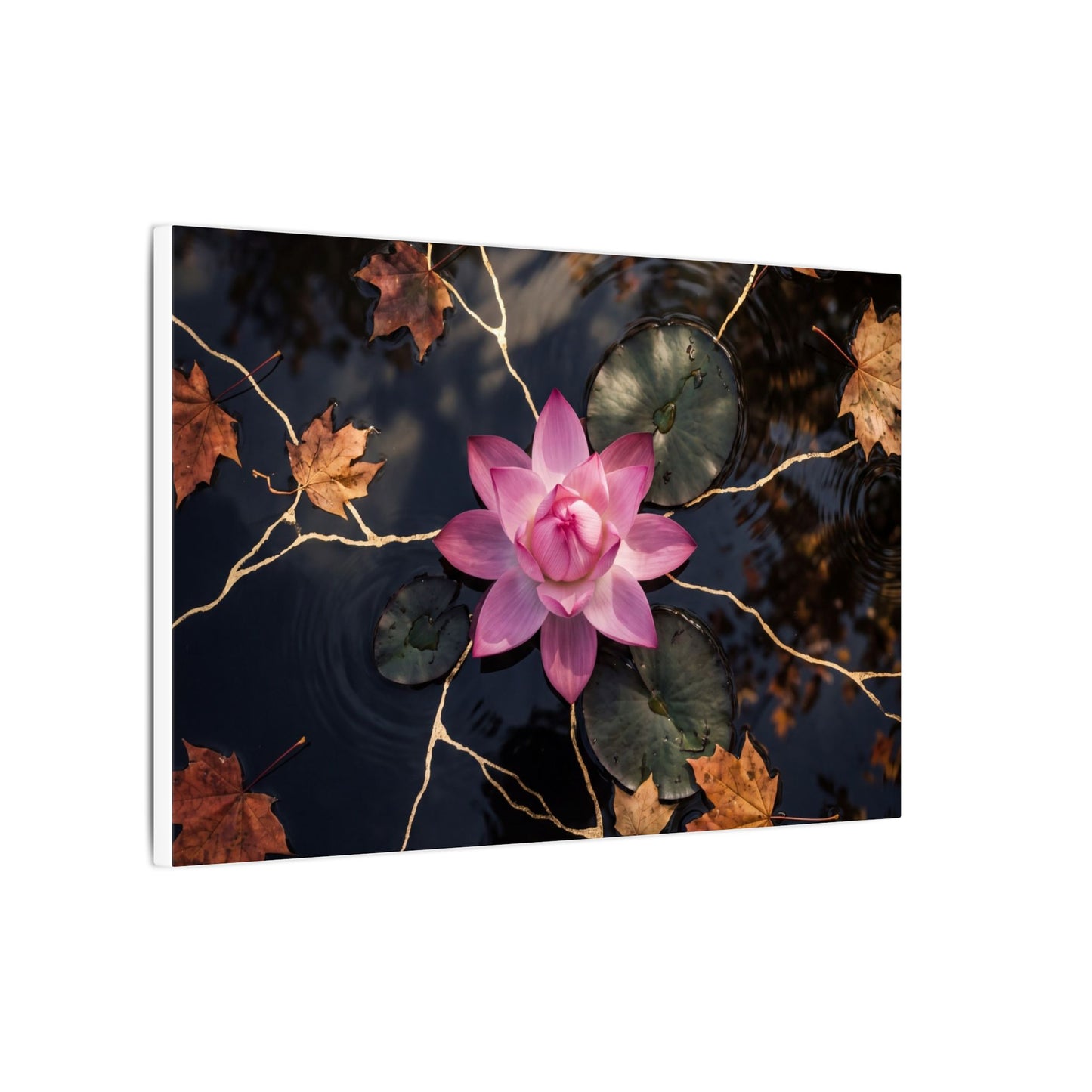 Ma Lotus Flower Canvas Art - Kintsugi Gold Vein