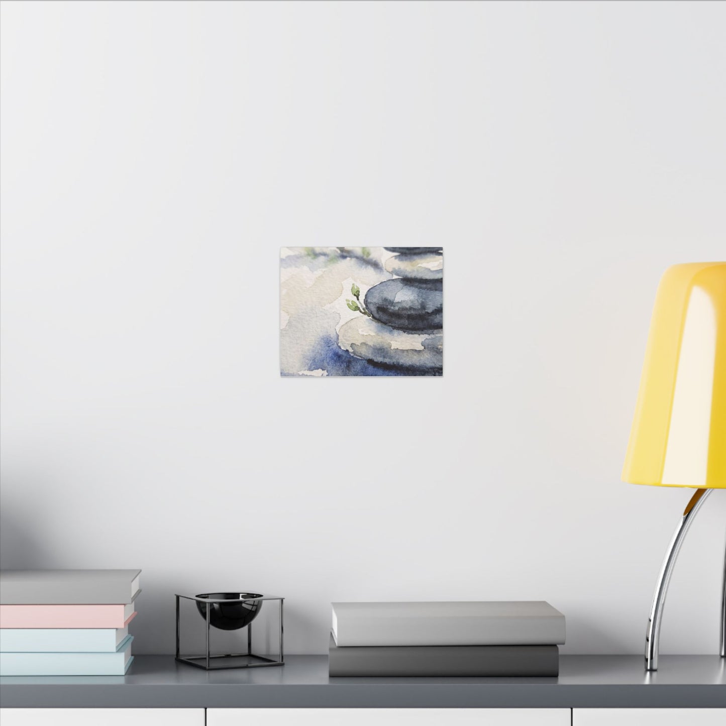 River Stones Watercolor Canvas Art | Cozy Japandi Art