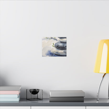 River Stones Watercolor Canvas Art | Cozy Japandi Art