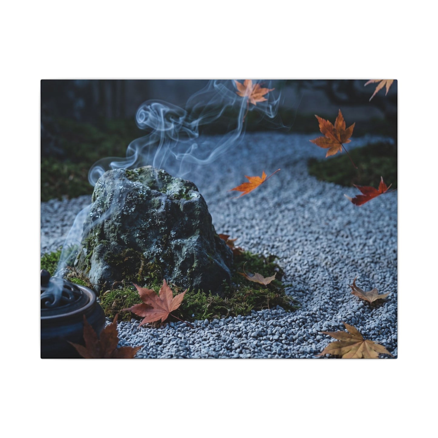 Autumn Incense Smoke Karesansui Canvas Art | Calm Decor