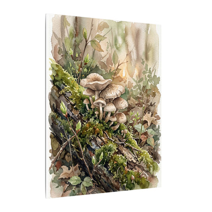 Wild Mushrooms Canvas Art | Spring Japandi Watercolor Art