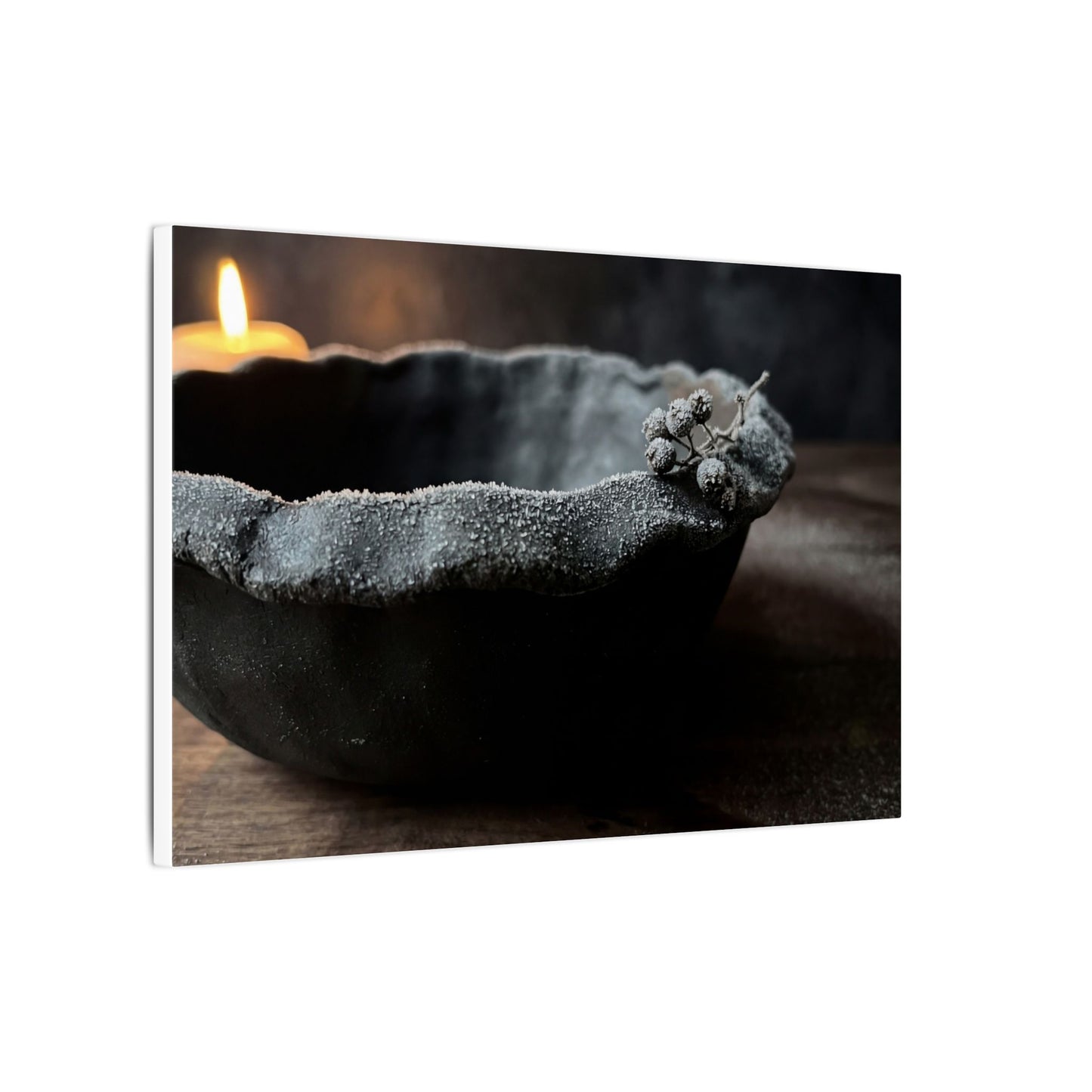 Ceramic Bowl Canvas Art | Winter Dark Japandi Shadow Zen Art