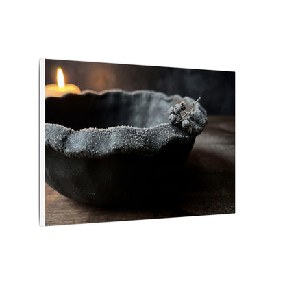 Ceramic Bowl Canvas Art | Winter Dark Japandi Shadow Zen Art