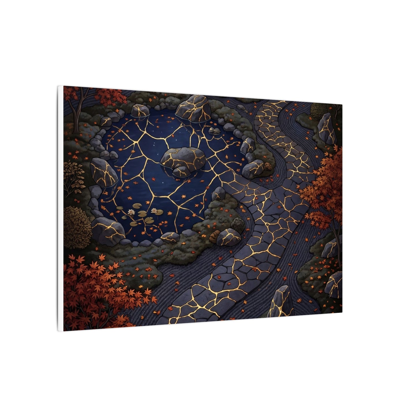 Moonlit Garden Gold Vein Canvas Art | Resilient Kintsugi Art