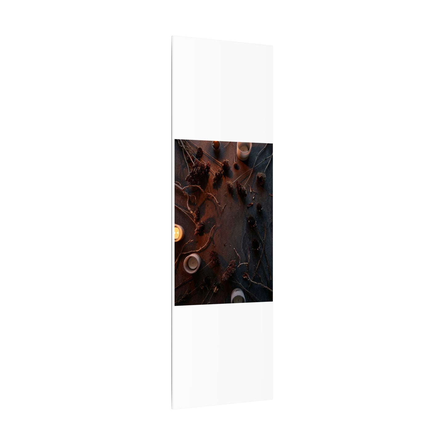 Dried Flowers Canvas Art | Winter Dark Japandi Moody Minimal Art