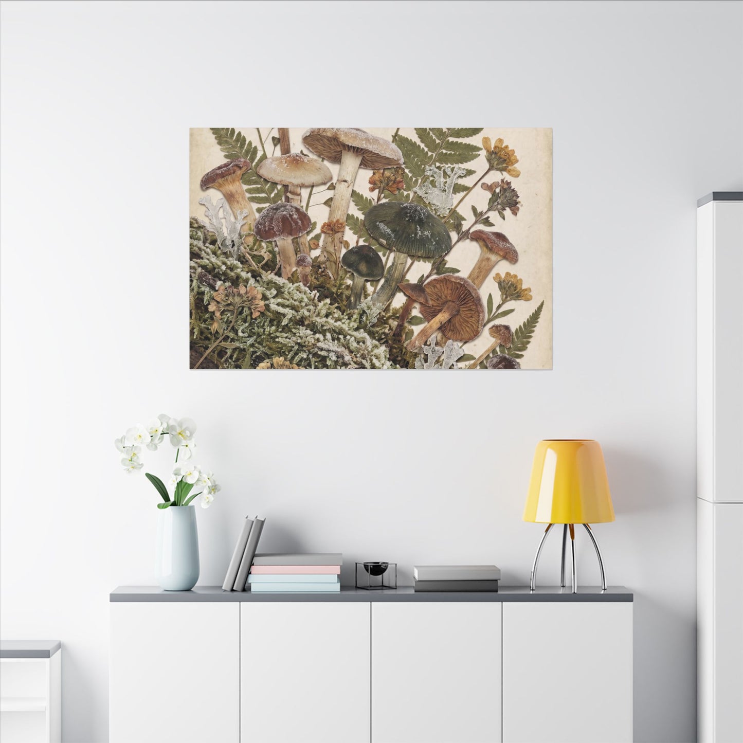Winter Wild Mushrooms Herbarium Canvas Art | Enchanting Decor