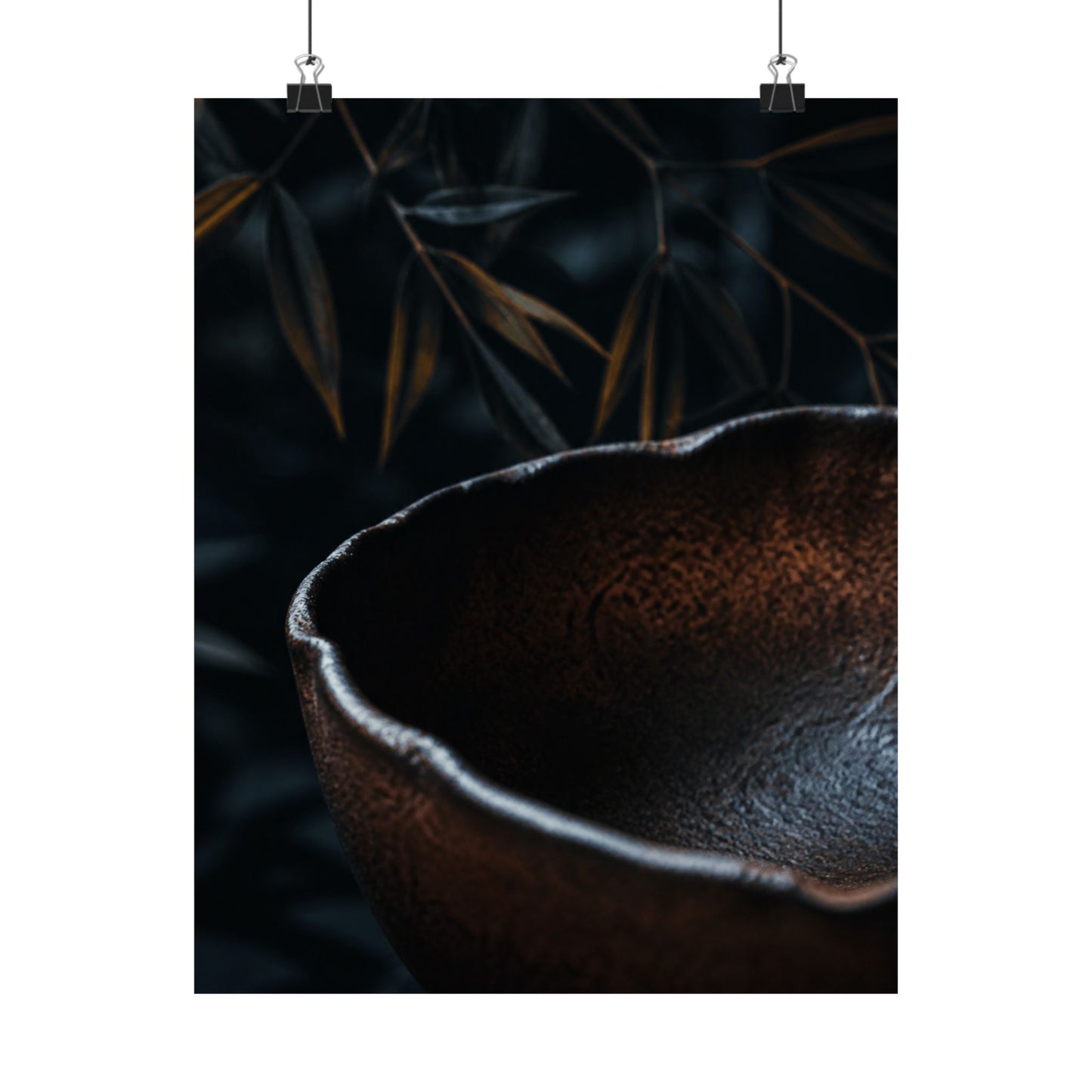 Moonlight Ceramic Bowl Wall Art Print - Dark Japandi Kanso