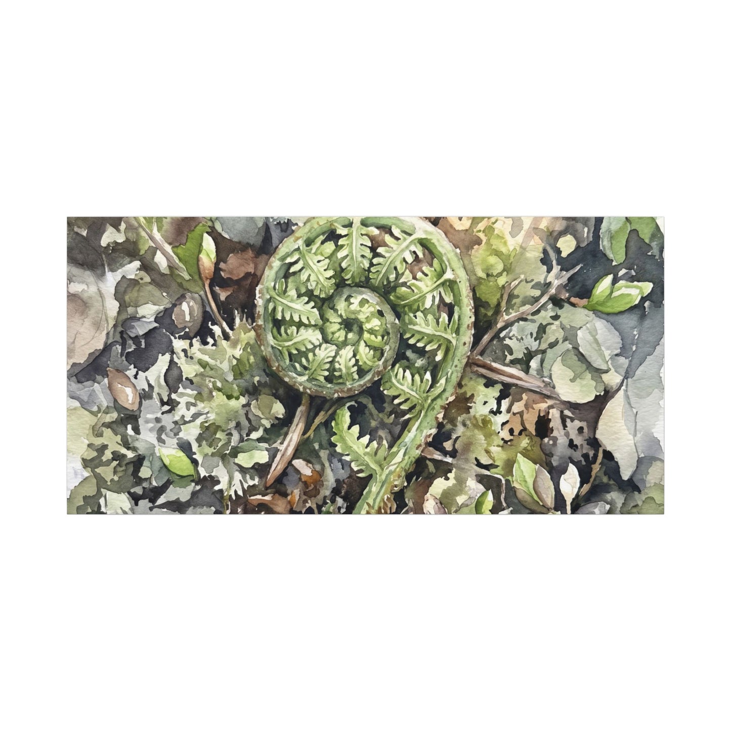 Fern Unfurling Spring Canvas Art | Japandi Neutral Design
