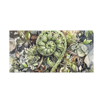 Fern Unfurling Spring Canvas Art | Japandi Neutral Design