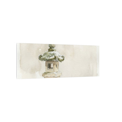 Stone Lantern Winter Canvas Art | Japandi Earthy Design