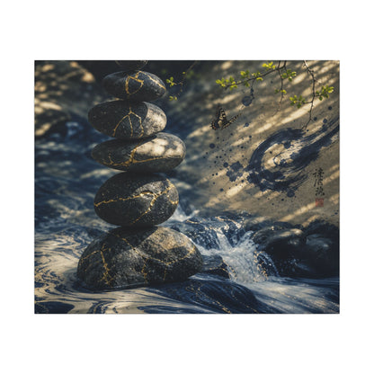 Kintsugi River Stones in Dappled | Broken Beauty Canvas Art
