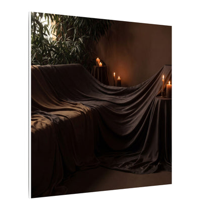 Candlelight Silk Drape Canvas Art - Dark Japandi Ma