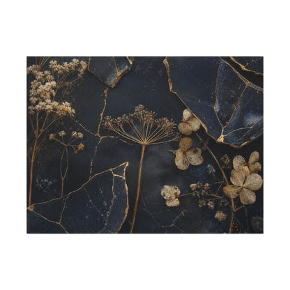 Philosophical Dried Flowers Canvas Art - Broken Beauty Kintsugi