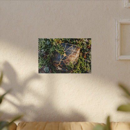 Artful Moss Close Up Canvas Art - Gold Repair Kintsugi