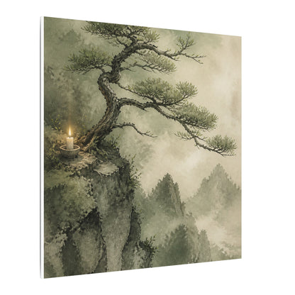 Candlelight Pine Tree Canvas Art - Japandi Kanso
