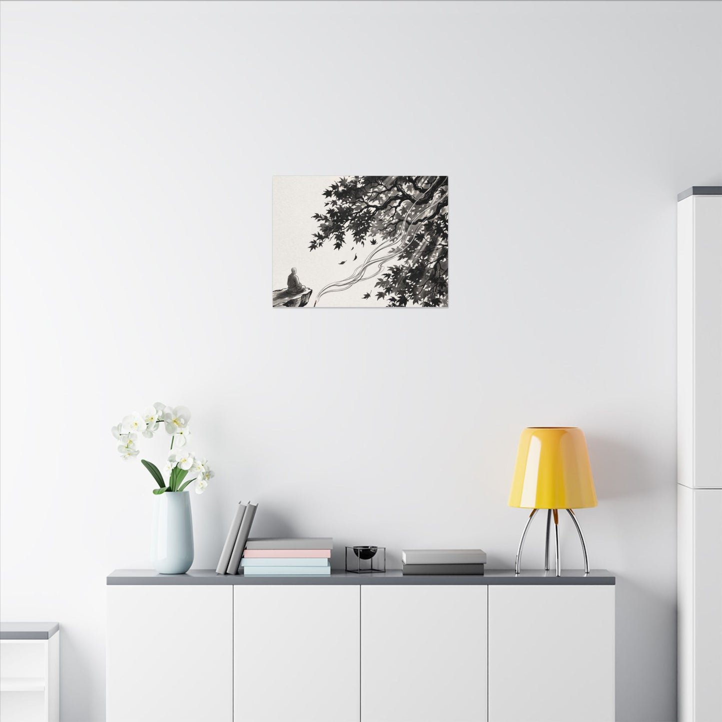 Serene Incense Smoke Canvas Art - Ukiyo E Inspired Zen