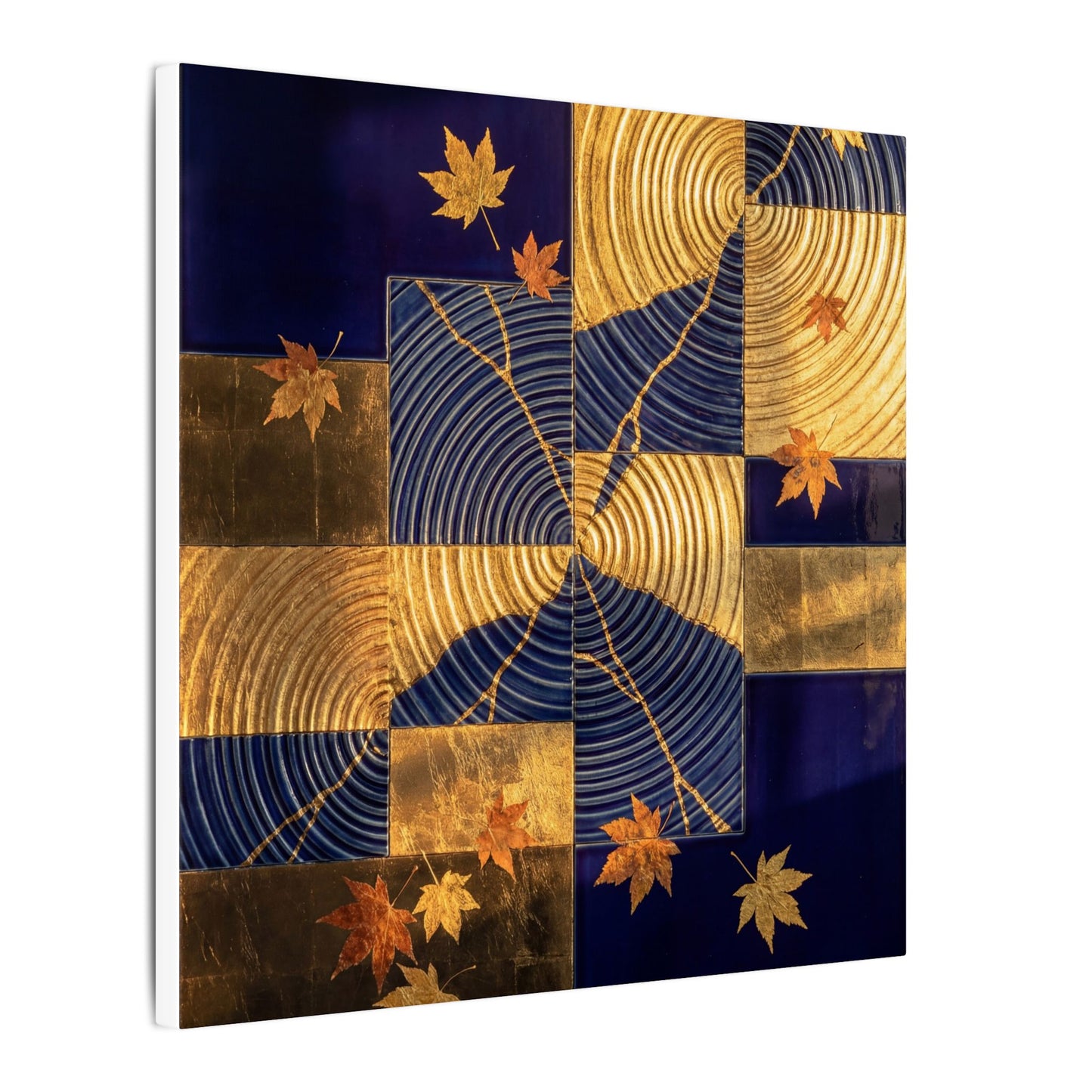 Autumn Water Ripple Crackle Gold Canvas Art | Artful Decor