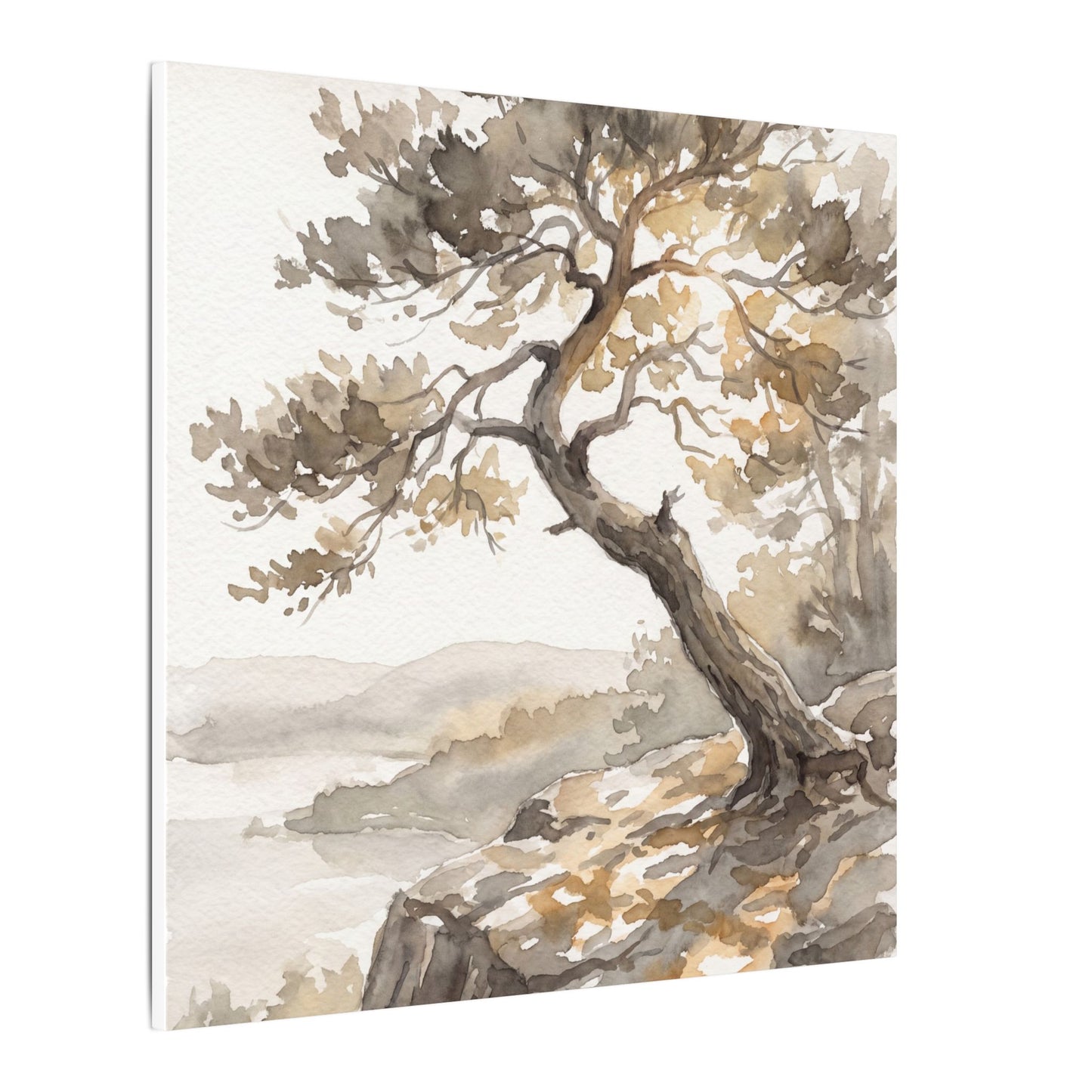 Pine Tree Watercolor Canvas Art | Elegant Japandi Art