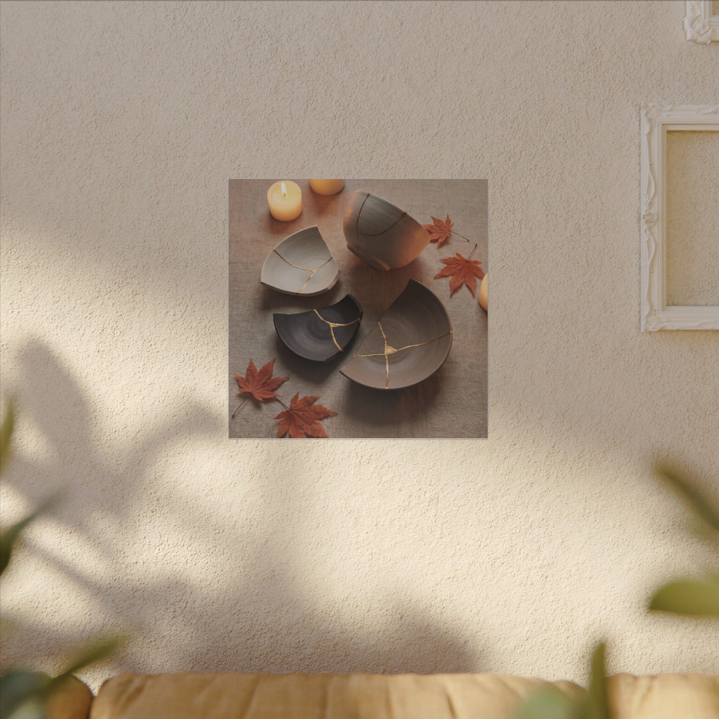 Candlelight Broken Pottery Canvas Art - Japandi Ma