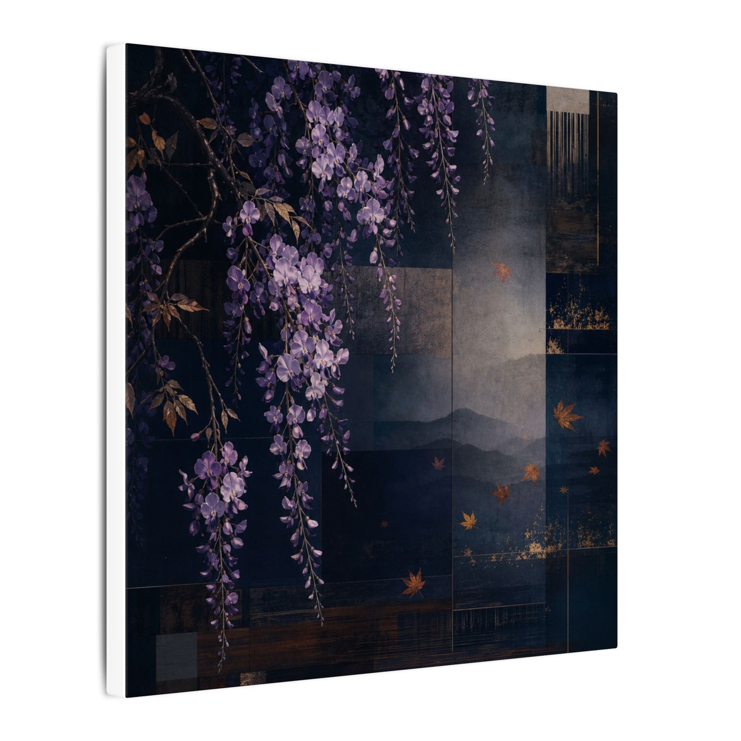Dawn Wisteria Canvas Art - Dark Japandi Fukinsei