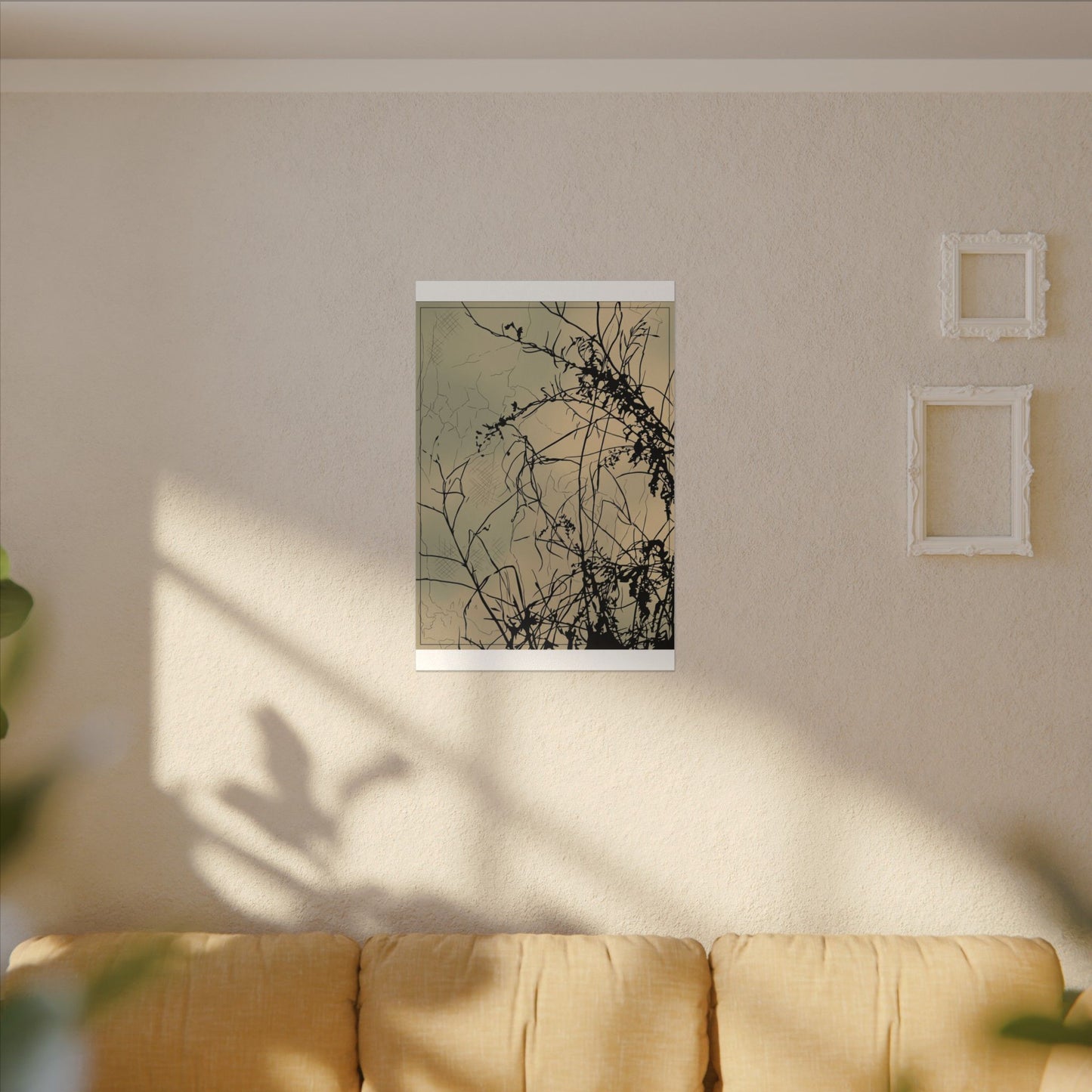 Golden Hour Shadow Play Canvas Art - Japandi Mono No Aware
