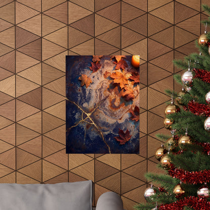 Kintsugi Rust Patina in Candlelight | Gold Vein Wall Art Print
