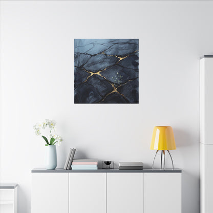 Mono No Aware Cracked Earth Canvas Art - Dark Japandi Charcoal Ink
