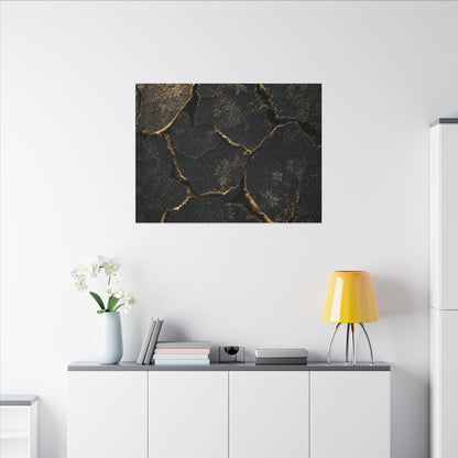 Cracked Earth Canvas Art | Winter Dark Japandi Shadow Zen Art