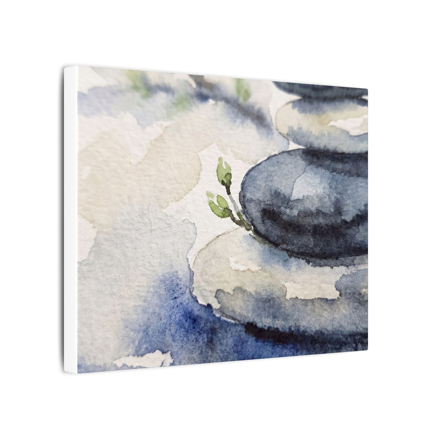 River Stones Watercolor Canvas Art | Cozy Japandi Art