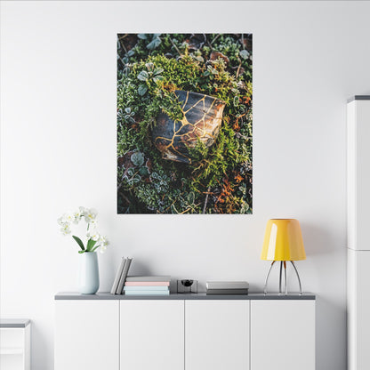 Artful Moss Close Up Canvas Art - Gold Repair Kintsugi