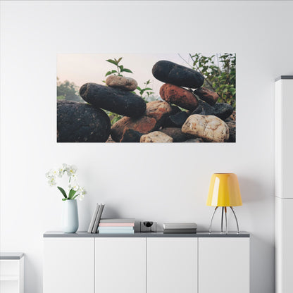 River Stones Canvas Art | Spring Kintsugi Broken Beauty Art