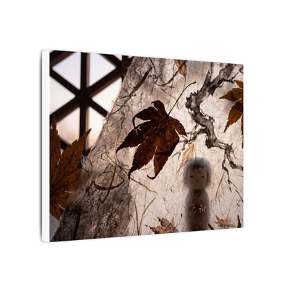 Shoji Screen Autumn Canvas Art | Dark Japandi Atmospheric Design