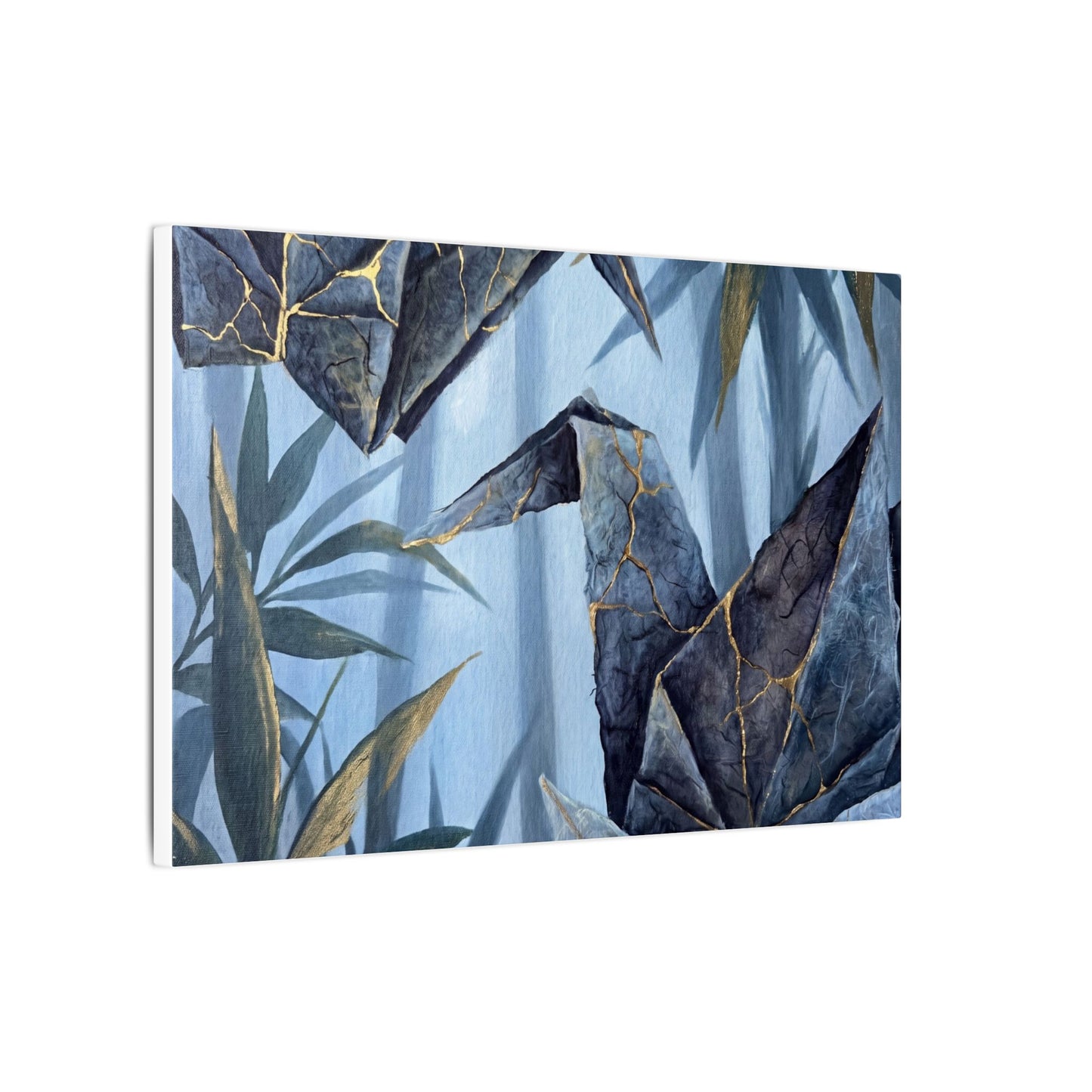 Paper Fold Canvas Art | Summer Kintsugi Crackle Gold Art
