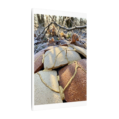 Broken Pottery Crackle Gold Canvas Art | Healing Kintsugi Art