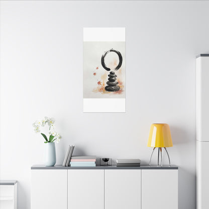 River Stones Canvas Art | Autumn Zen Enso Art