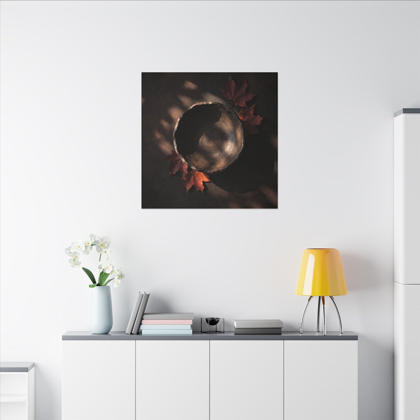 Ceramic Bowl Canvas Art | Autumn Dark Japandi Dark Texture Art