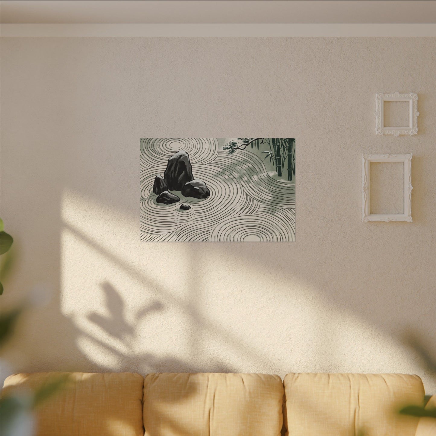 Shibui Rock Garden Canvas Art - Zen Ukiyo E Inspired