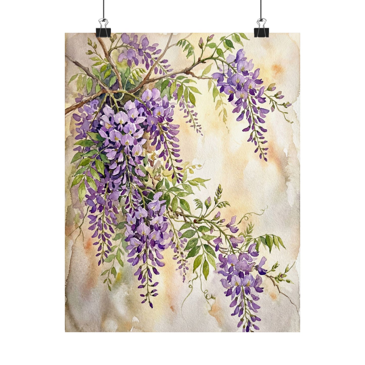 Fukinsei Wisteria Wall Art Print - Japandi Watercolor Art Print