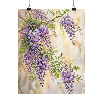 Spring Wisteria Watercolor Wall Art Print | Cozy Decor Art Print